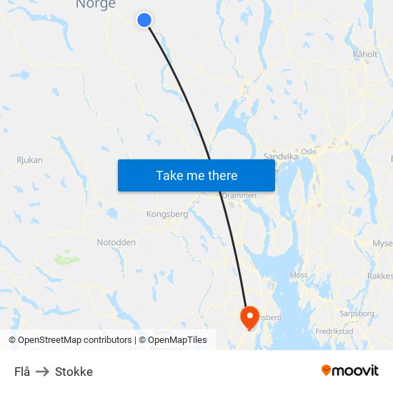 Flå to Stokke map