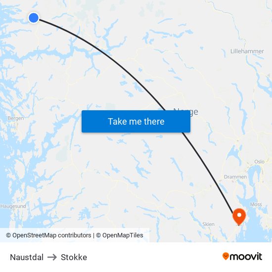 Naustdal to Stokke map