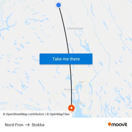 Nord-Fron to Stokke map