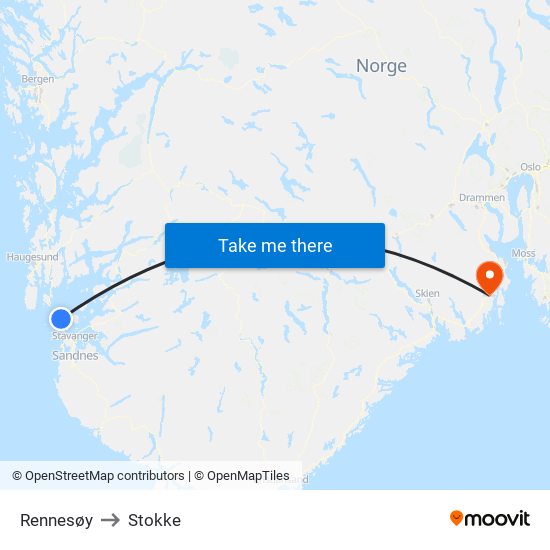 Rennesøy to Stokke map