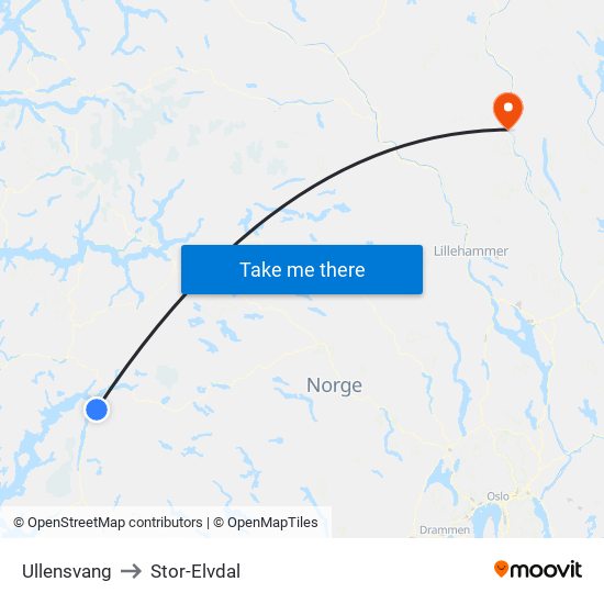 Ullensvang to Stor-Elvdal map