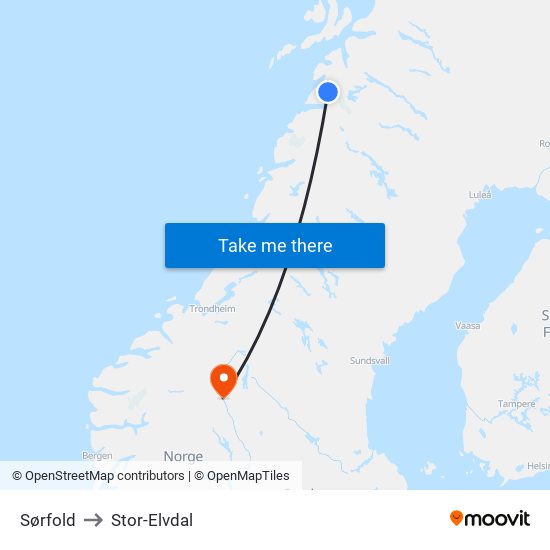 Sørfold to Stor-Elvdal map