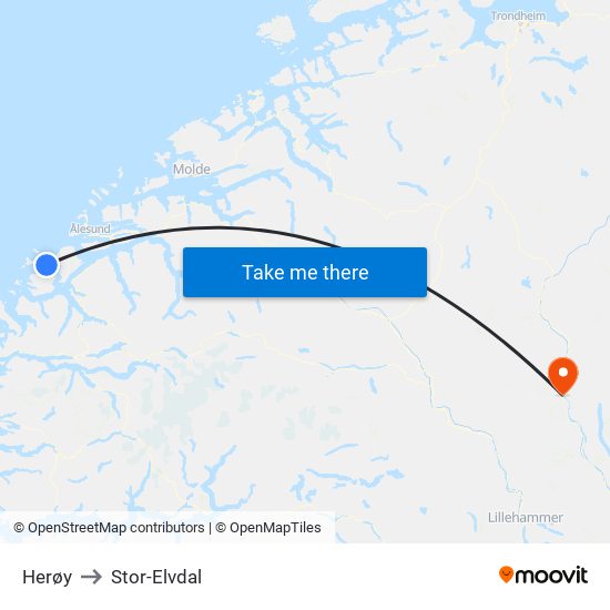 Herøy to Stor-Elvdal map
