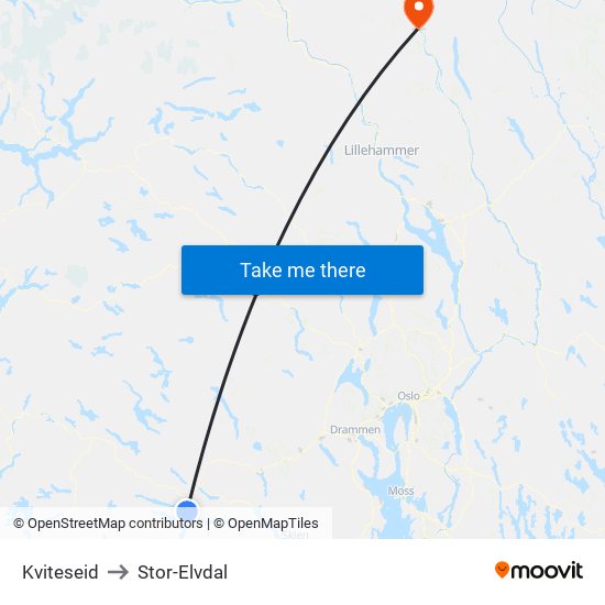 Kviteseid to Stor-Elvdal map