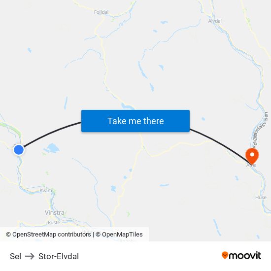 Sel to Stor-Elvdal map