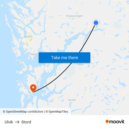 Ulvik to Stord map