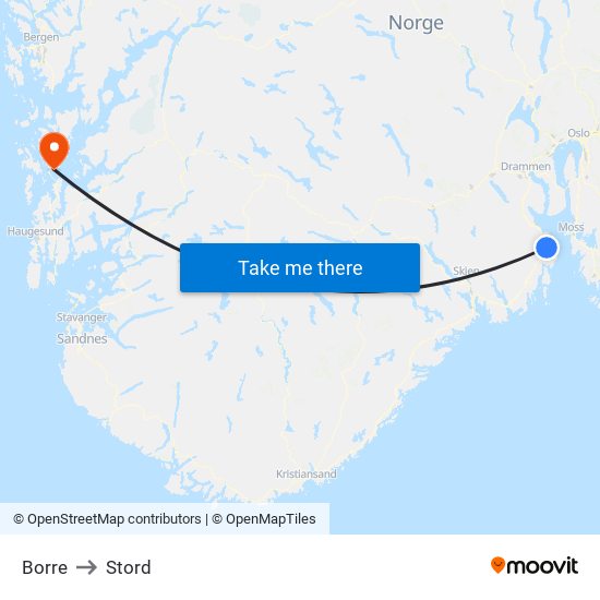 Borre to Stord map