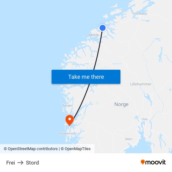 Frei to Stord map