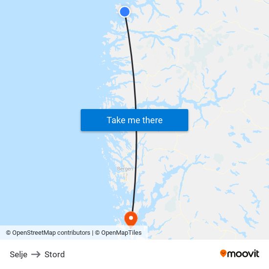 Selje to Stord map