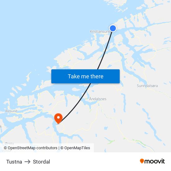 Tustna to Stordal map