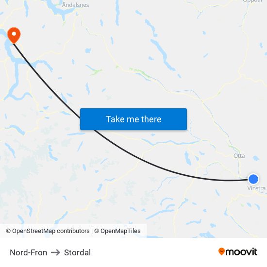 Nord-Fron to Stordal map