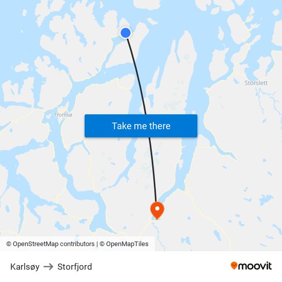 Karlsøy to Storfjord map