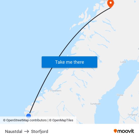 Naustdal to Storfjord map