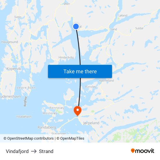 Vindafjord to Strand map