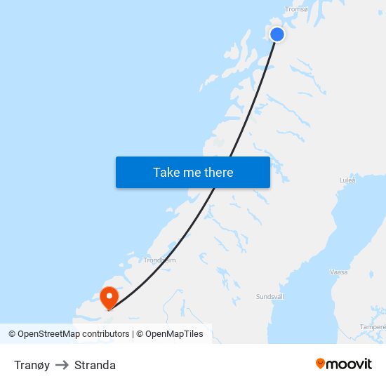 Tranøy to Stranda map