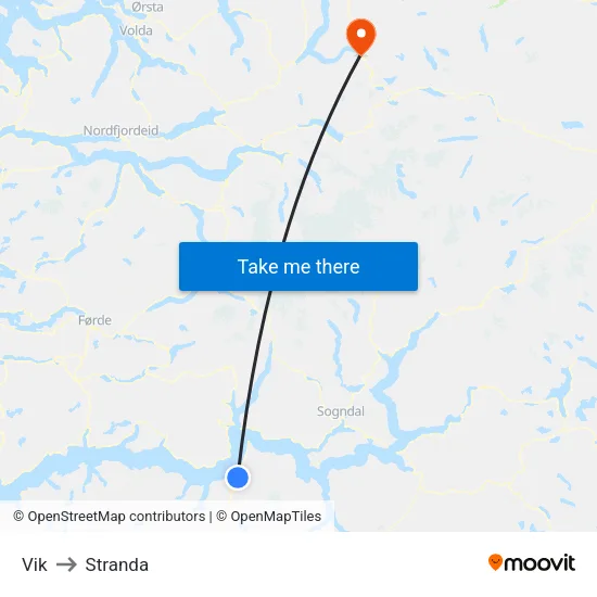 Vik to Stranda map