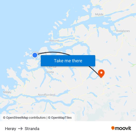 Herøy to Stranda map