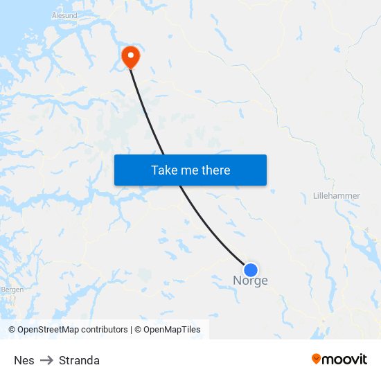 Nes to Stranda map