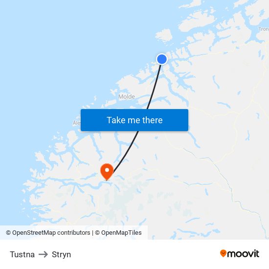 Tustna to Stryn map