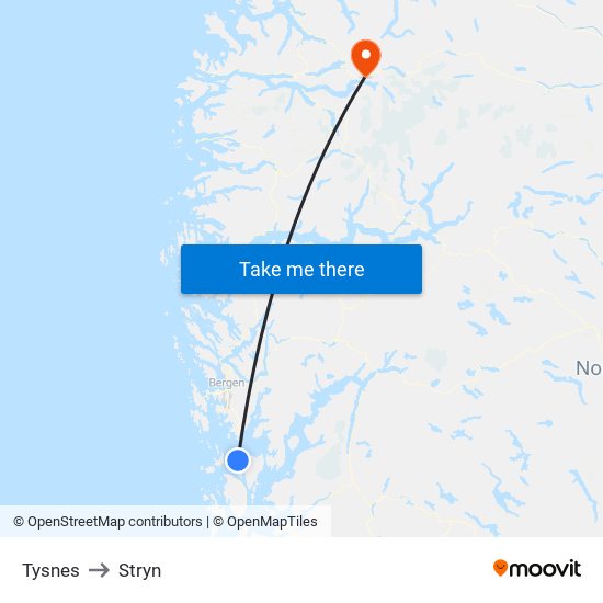 Tysnes to Stryn map