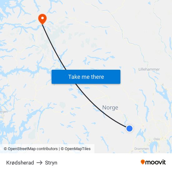 Krødsherad to Stryn map