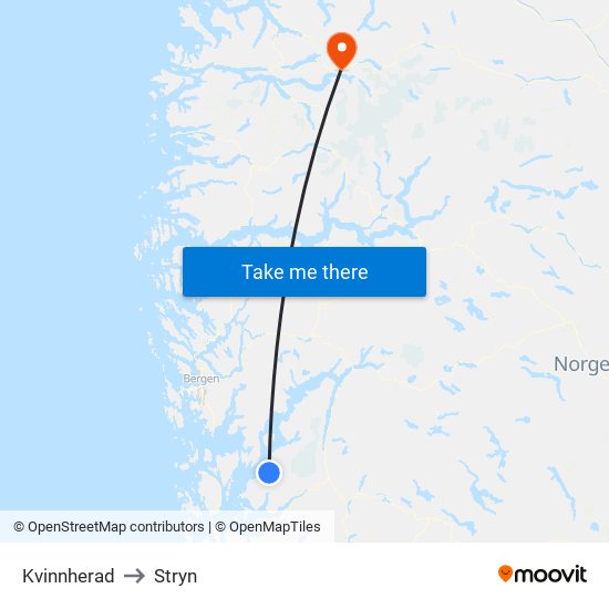 Kvinnherad to Stryn map