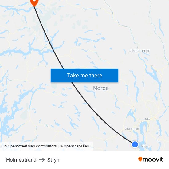 Holmestrand to Stryn map