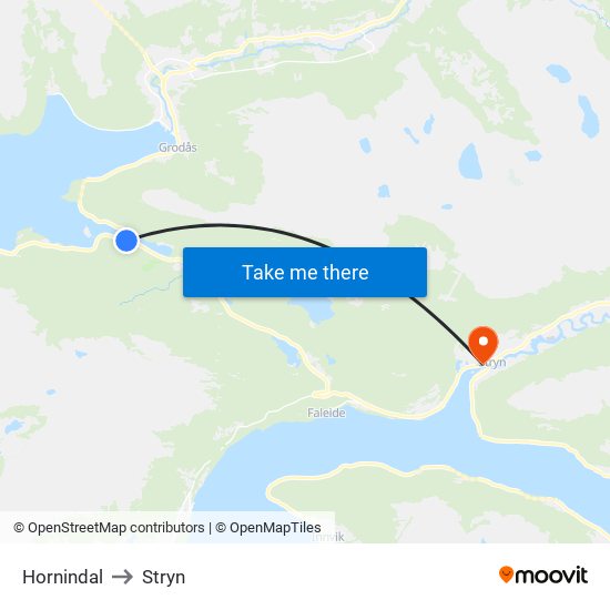 Hornindal to Stryn map