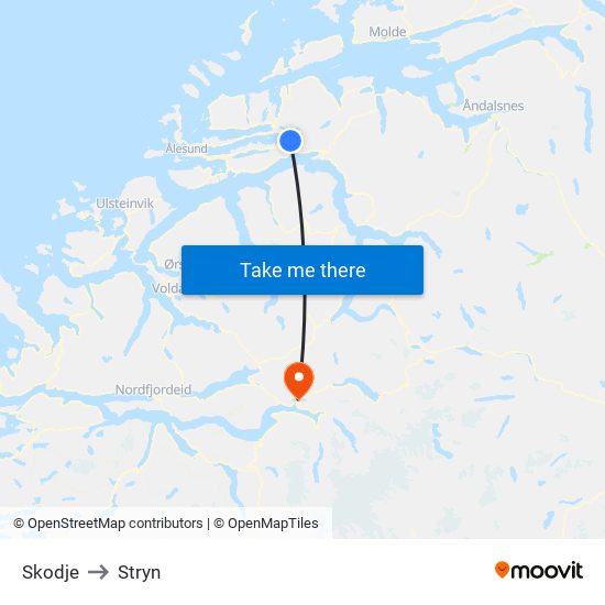 Skodje to Stryn map