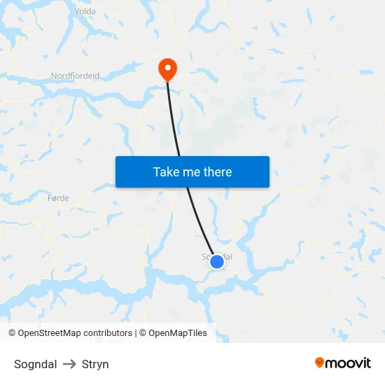Sogndal to Stryn map