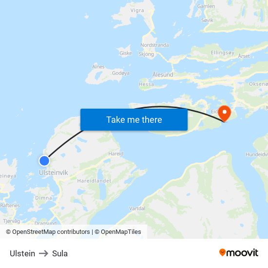 Ulstein to Sula map