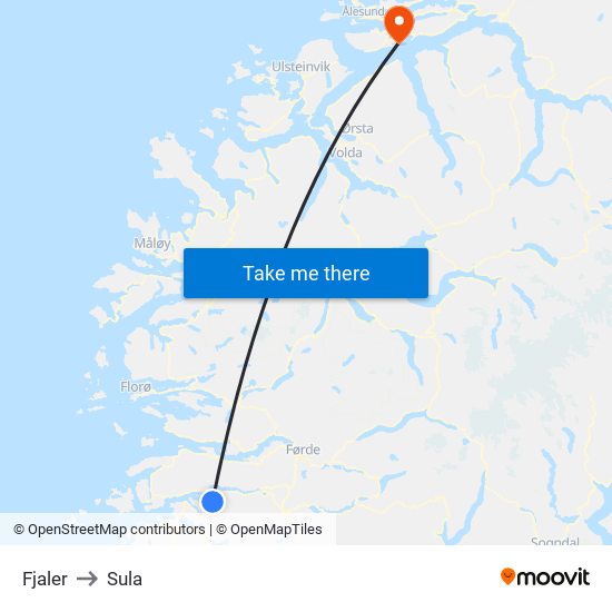 Fjaler to Sula map