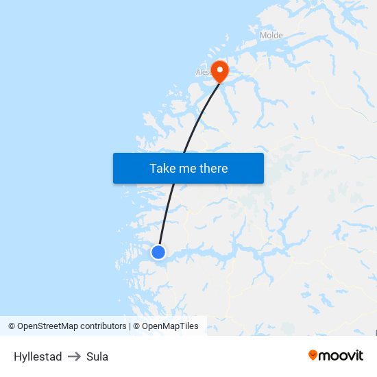 Hyllestad to Sula map