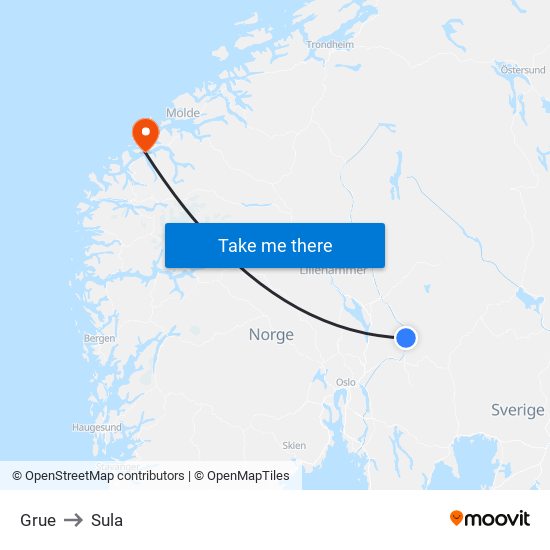 Grue to Sula map