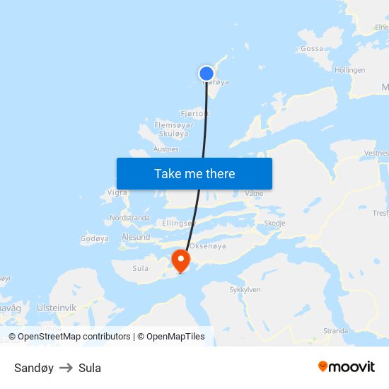 Sandøy to Sula map