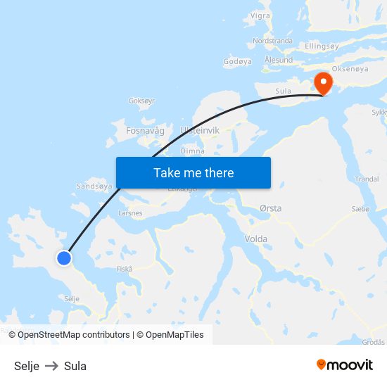 Selje to Sula map