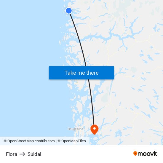 Flora to Suldal map