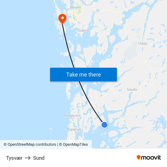 Tysvær to Sund map