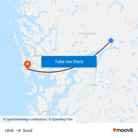 Ulvik to Sund map