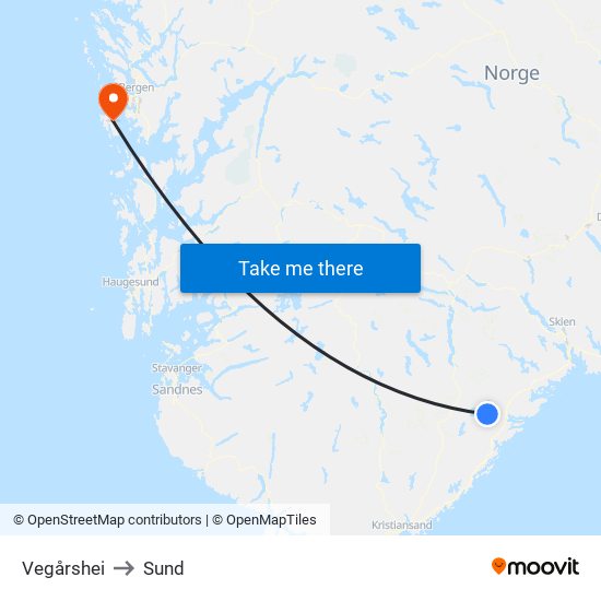 Vegårshei to Sund map