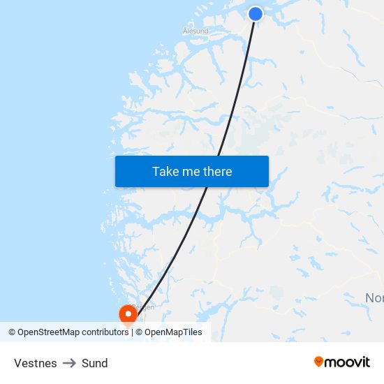 Vestnes to Sund map