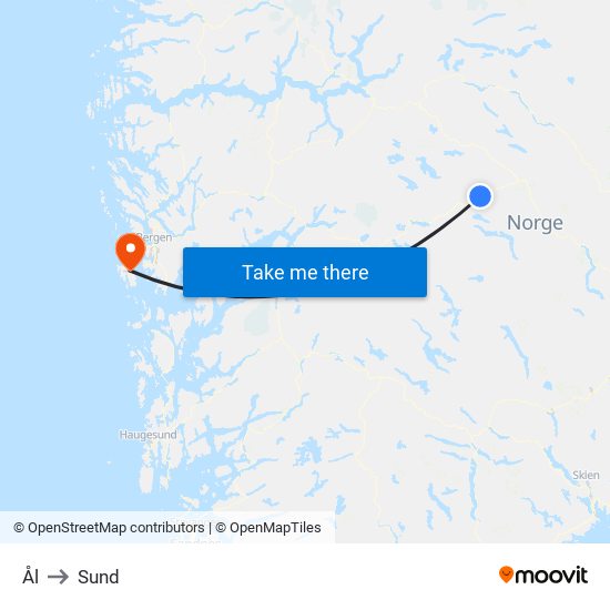 Ål to Sund map