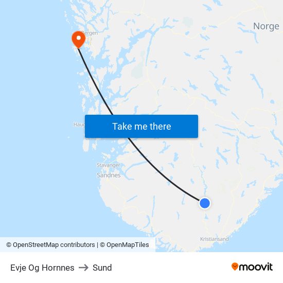 Evje Og Hornnes to Sund map