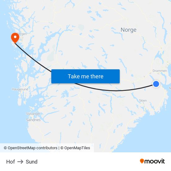 Hof to Sund map