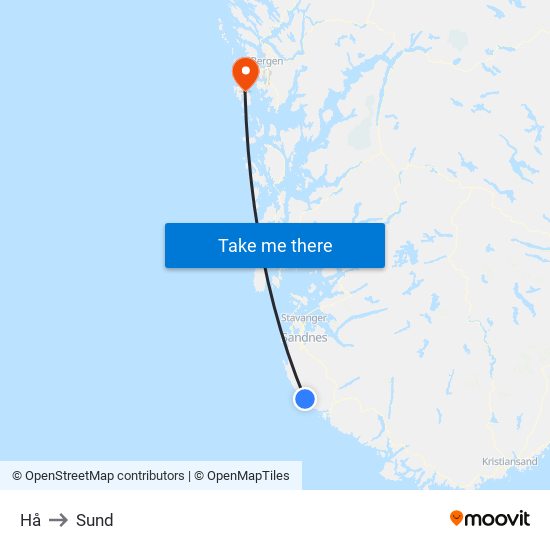 Hå to Sund map