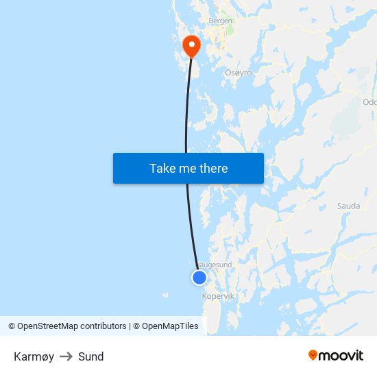 Karmøy to Sund map