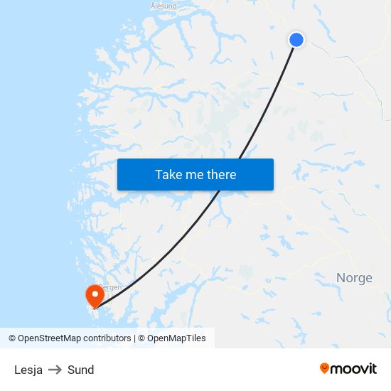 Lesja to Sund map