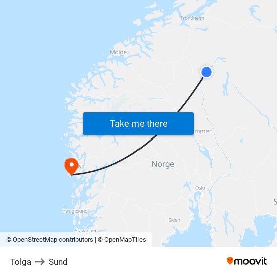 Tolga to Sund map