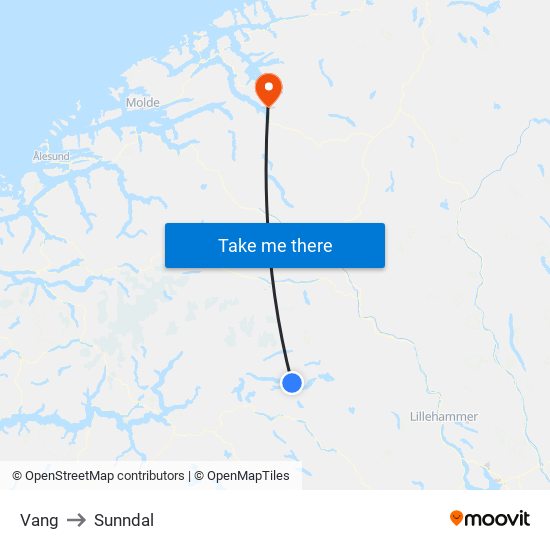 Vang to Sunndal map