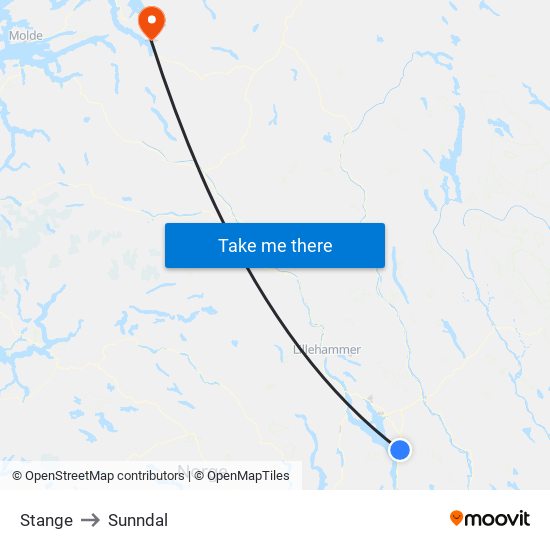 Stange to Sunndal map